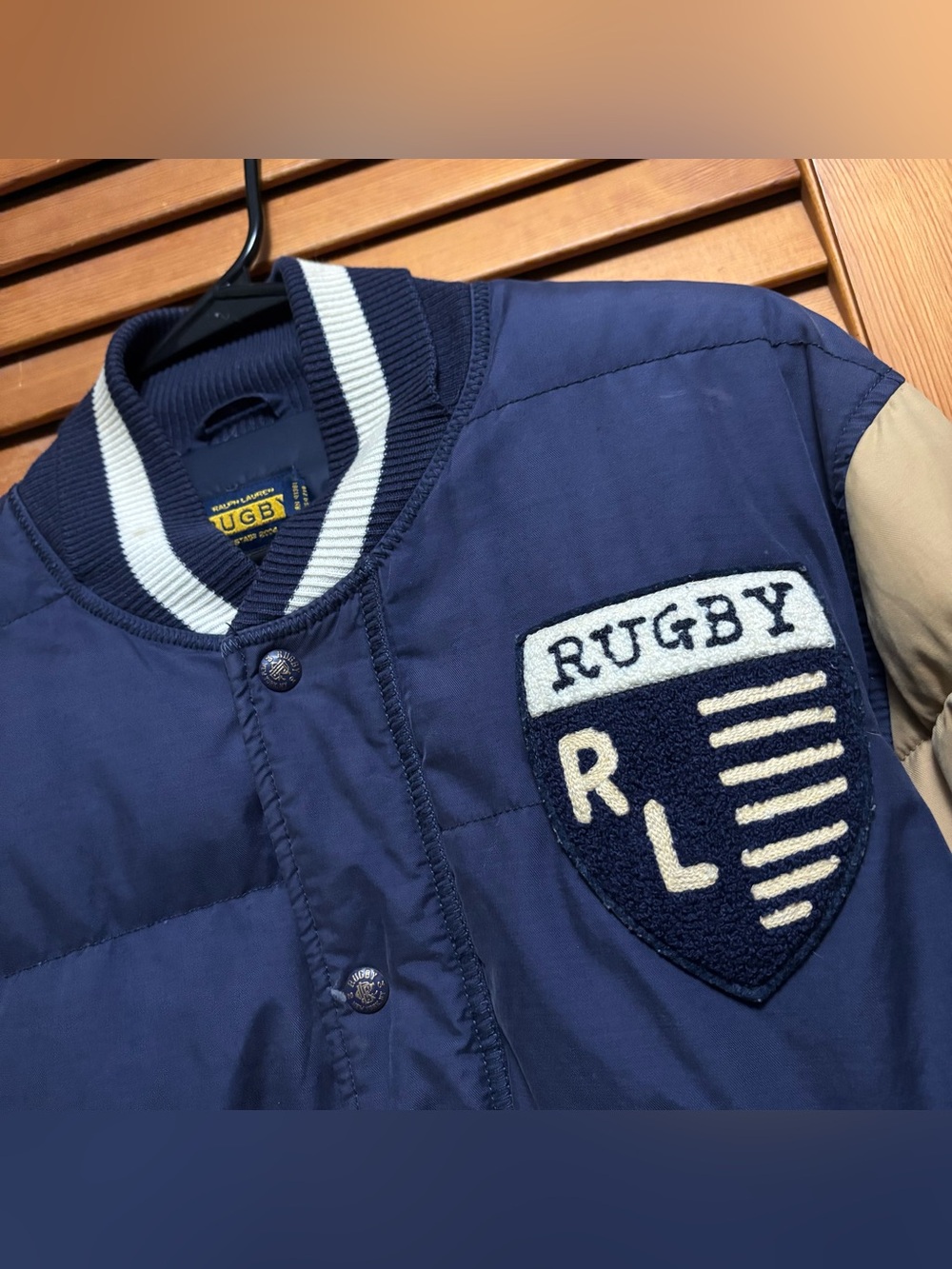 Vintage Rugby Ralph Lauren 2004 Down Puffer Varsity Jacket Crest Mens Medium - Picture 3 of 10